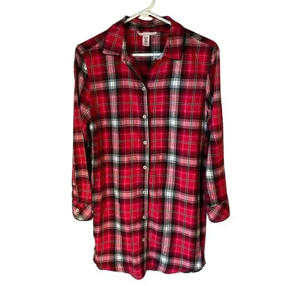 Vintage Victoria’s Secret Plaid And Lace Nightie, M Red Christmas - Picture 12 of 14
